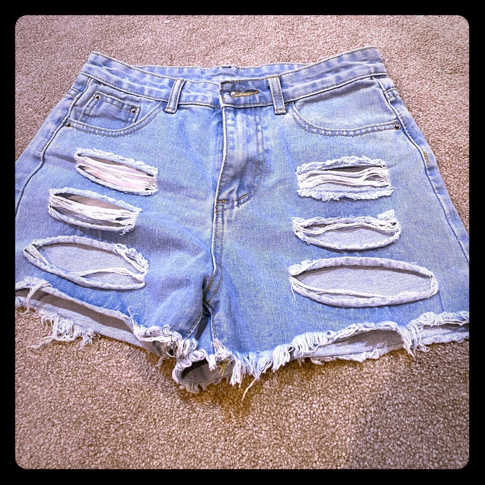 NEVER WORN!!!!! Super cute ripped jean shorts!!!!